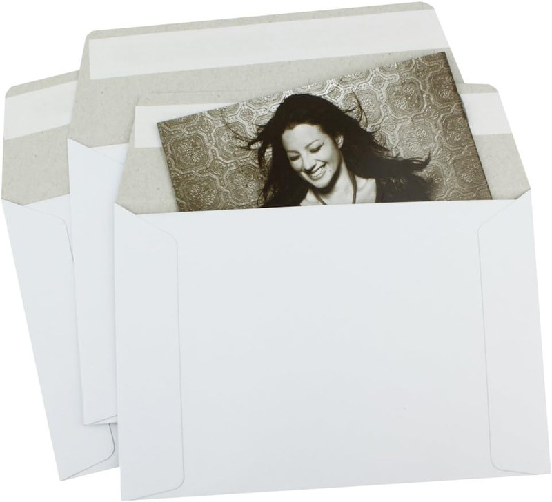 100 6.5 X 4.5 Rigid Photo Mailers Stay Flats White Cardboard Self Seal Envelope