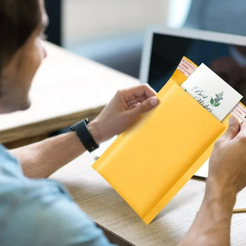 50/10X Kraft Paper Bubble Mailers Envelopes Bags Bubble Mailing Bags Home Yellow gallery
