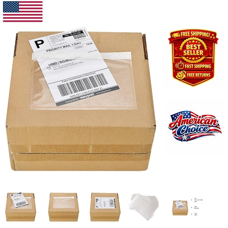 Self-Seal 100 Pack Clear Shipping Label Sleeves 7.5″ x 5.5″ for Professional Use
