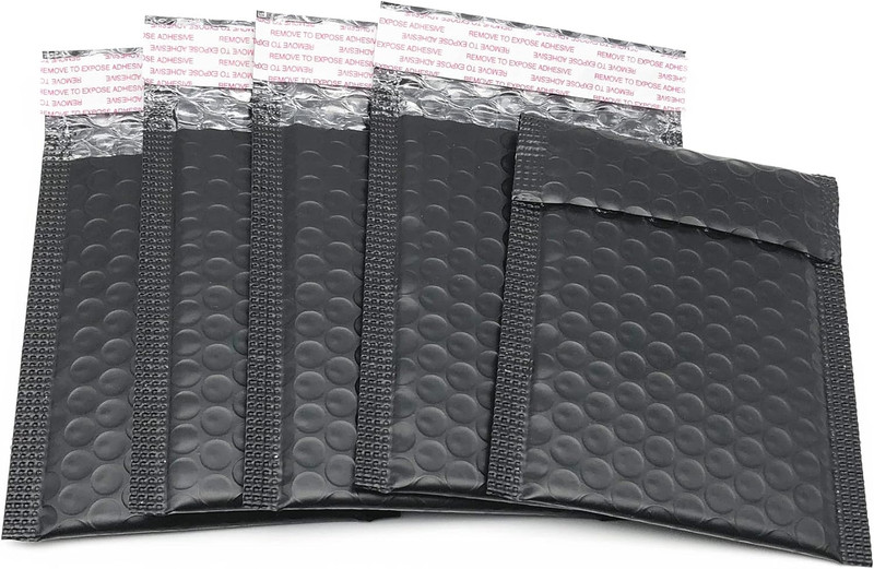 5X7 Inch Black Poly Bubble Mailers Small Padded Envelopes Self-Sealing Shipping