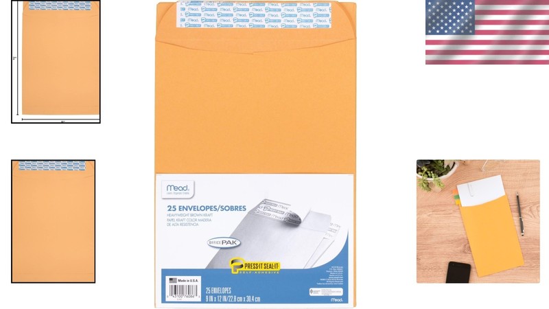 Brown Kraft Envelopes 9 x 12 Self Adhesive Closure 25 Count All Purpose Pack gallery