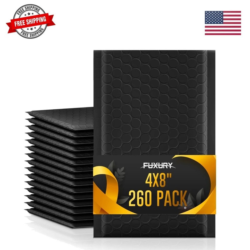 4×8 Bubble Mailer 260 Pack Black Padded Envelopes for Mailing Small Bubble Ma…
