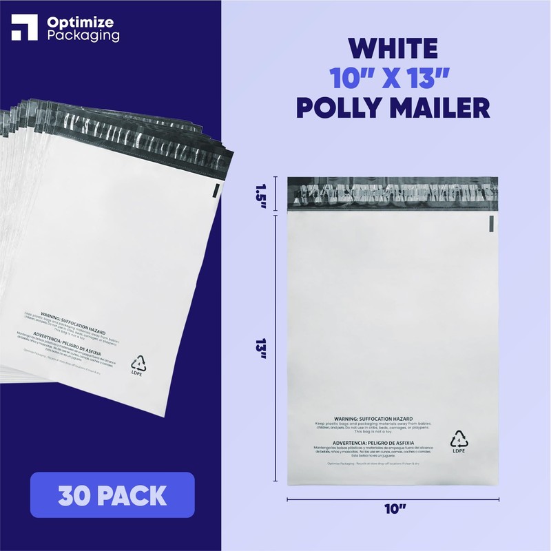 10x13 Heavy-Duty Poly Mailers – 30-Pack, White 3 Mil Thick Shipping Bags – Wa... gallery