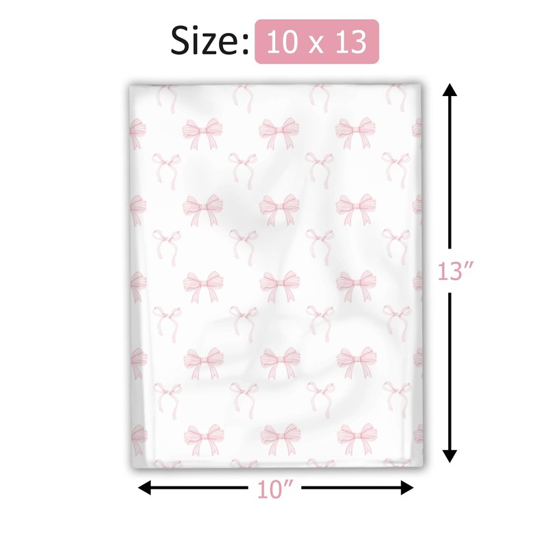 10x13 (100) Pink Bows Valentine's Day Designer Poly Mailers Waterproof Self S... gallery