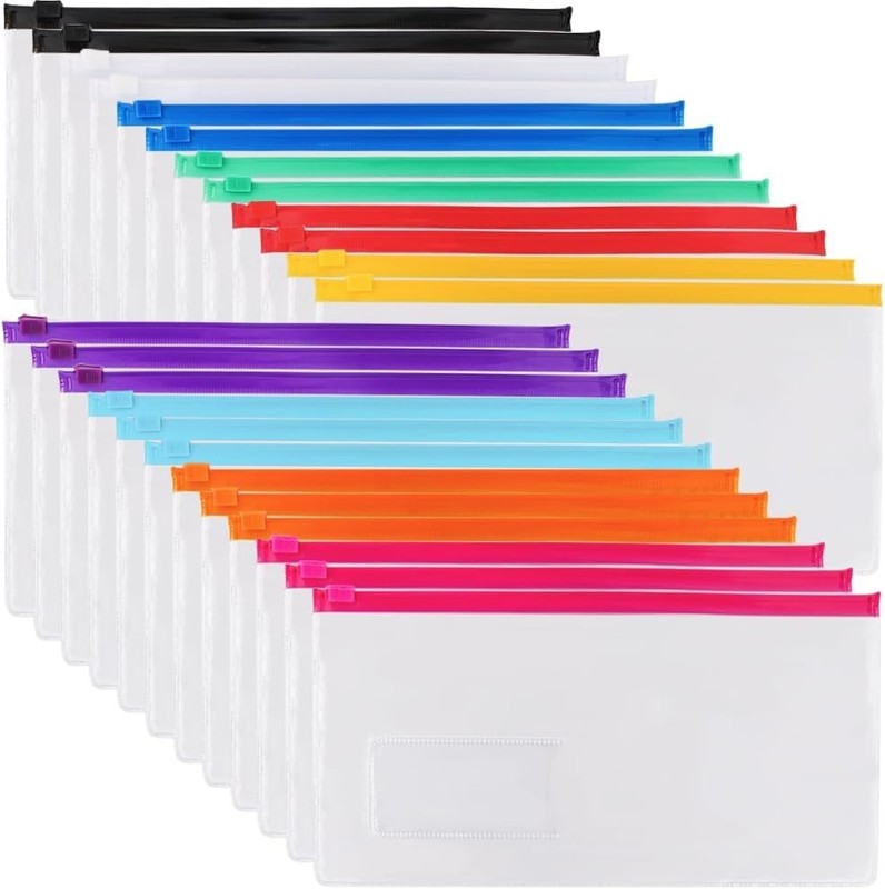 24/32 Sobres Plasticos con Cierre Reutilizables A6 10 Colores Oficina