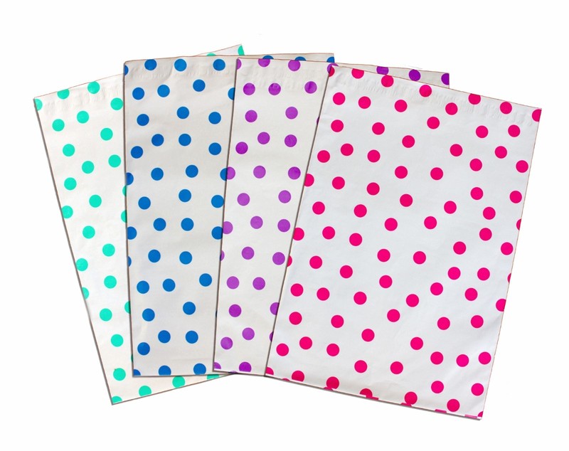 10" x 13" Pink|Teal|Purple|Blue Polka Dot -Flat Poly Mailers (200 Pack) gallery
