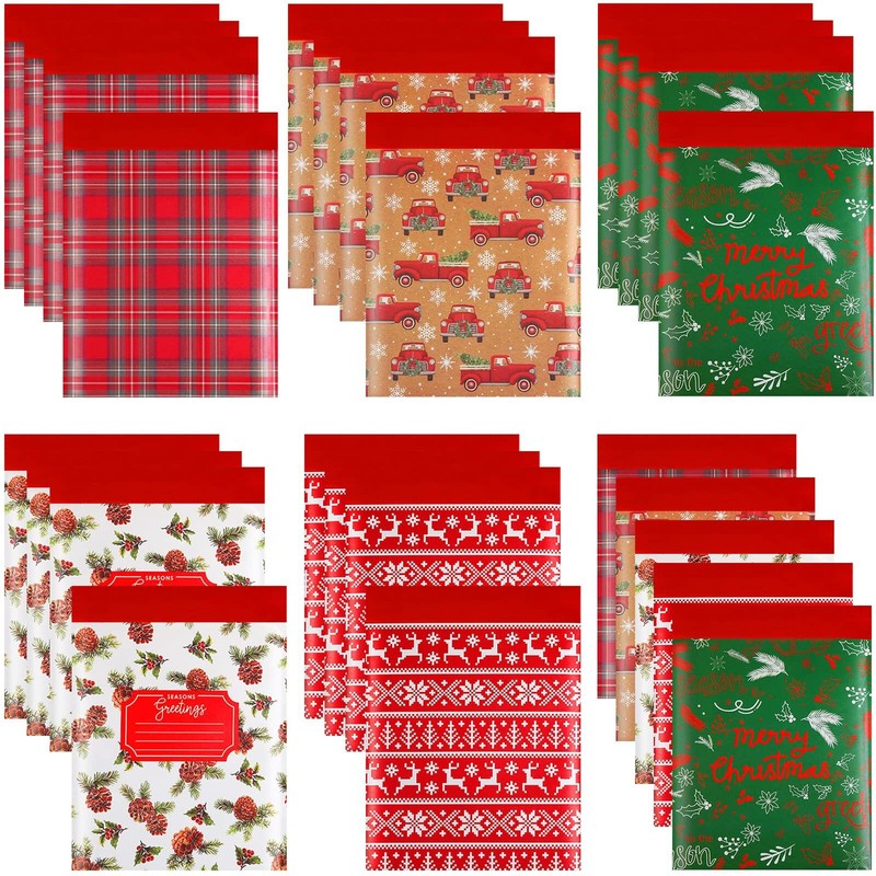 25 Pcs Christmas Padded Envelopes Christmas Poly Bubble Mailers 8.3 x 9.3 Inc…