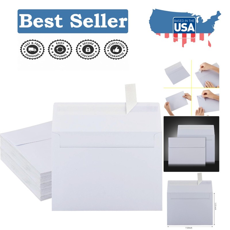 50 Pack Minimalist White Self-Seal Envelopes – Perfect for Invitations & Cards