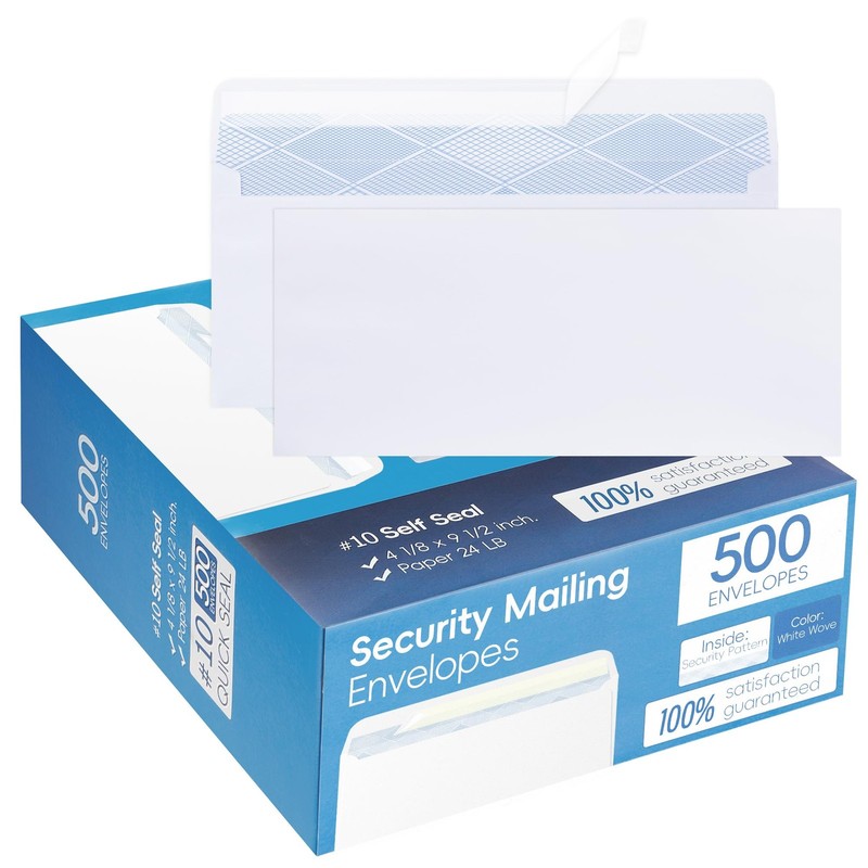 Yeplan 500PCS #10 Envelopes Letter Size Self Seal 4.1 x 9.5 inches, White