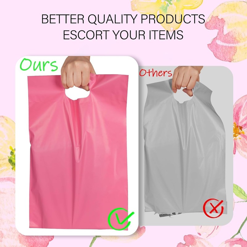 50 Pcs Pink Poly Mailers 14.5x19 Inch with Handle - Self-Sealing & Tamper-Proof gallery