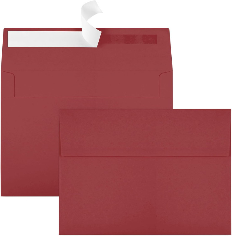 50 Packs Wine Red 5x7 Envelopes 5x7, Deep Red Color A7 Envelopes, Burgundy Invit gallery