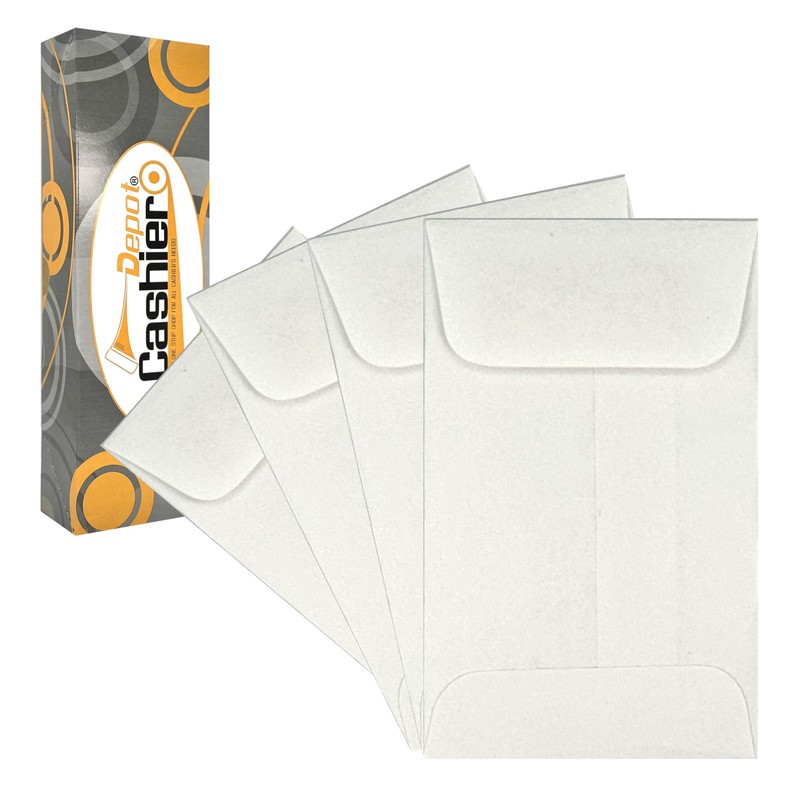 500 Cashier Depot #1 White Coin Envelopes 2.25″ x 3.5″ Strong Gummed Flap 24 …