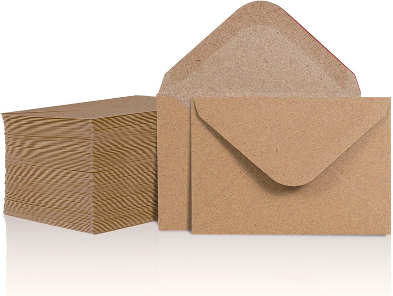 Mini Kraft Brown Envelopes – 100 Count, 4 X 2.7 Inches, Perfect for Gift Cards,