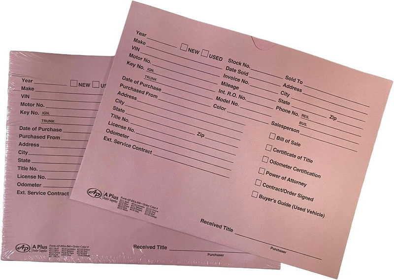 A plus Paper Printed Vehicle Dealer Envelopes 9X12 Deal Jackets (100 Shrink Wrap gallery