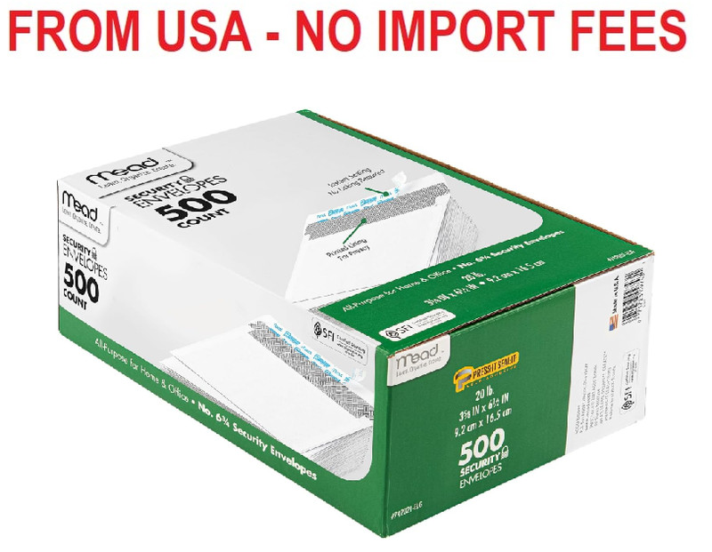 Mead #6-3/4 Envelopes, 3-5/8″ x 6-1/2″, Security Printed Lining for Privacy, Pre