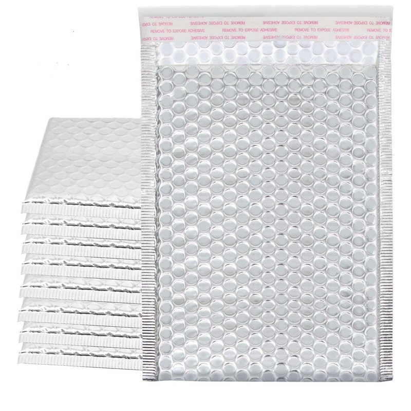 YUENPUN 50 Pack 7 x 9 Inch Metallic Bubble Mailers, Silver Padded Mailing Env…