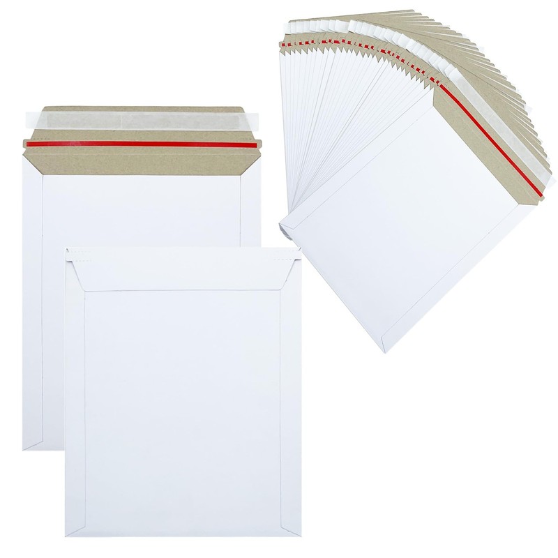 30 PCS 8×10 Inch White Rigid Mailers Self Adhesive Seal Cardboard Envelopes