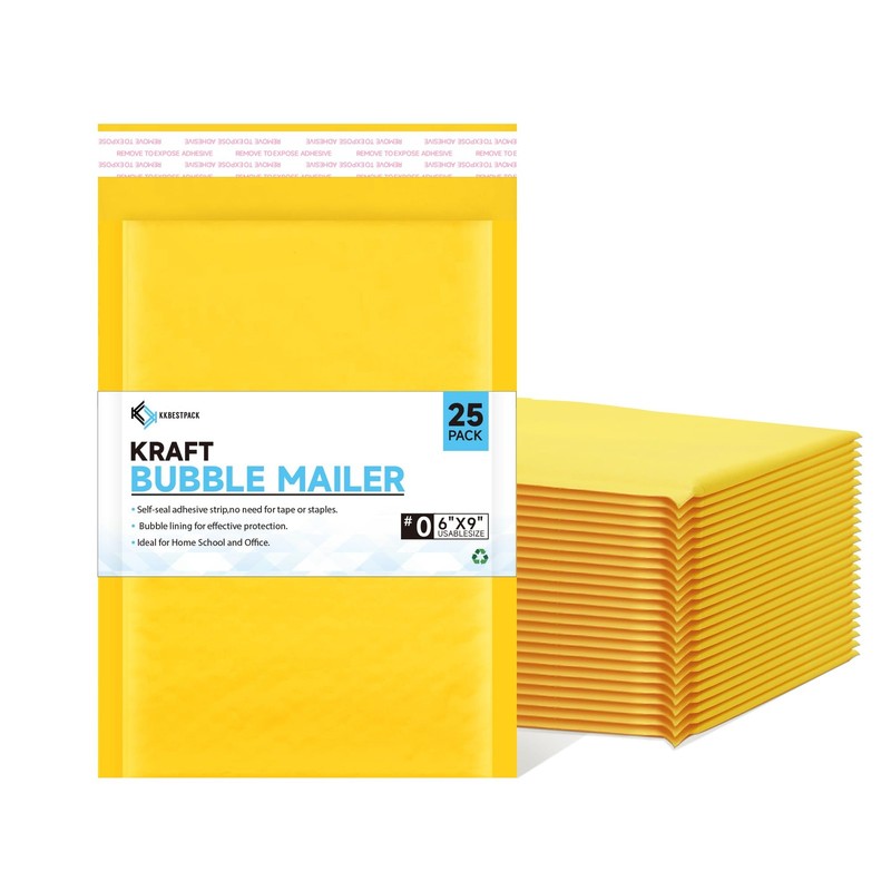 Kraft Paper Bubble Mailers #0, 6×10 Inch Self-Seal Padded Mailing Envelopes, …