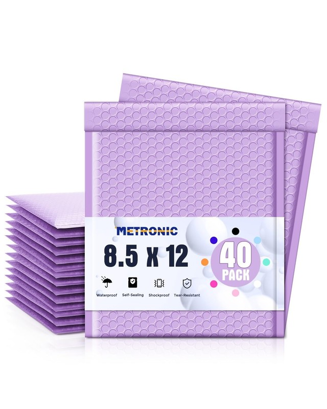 Bubble Mailers 8.5 x 12 Inch 40 Pack Light Purple Usable Size 8.5×11 Bubble M…