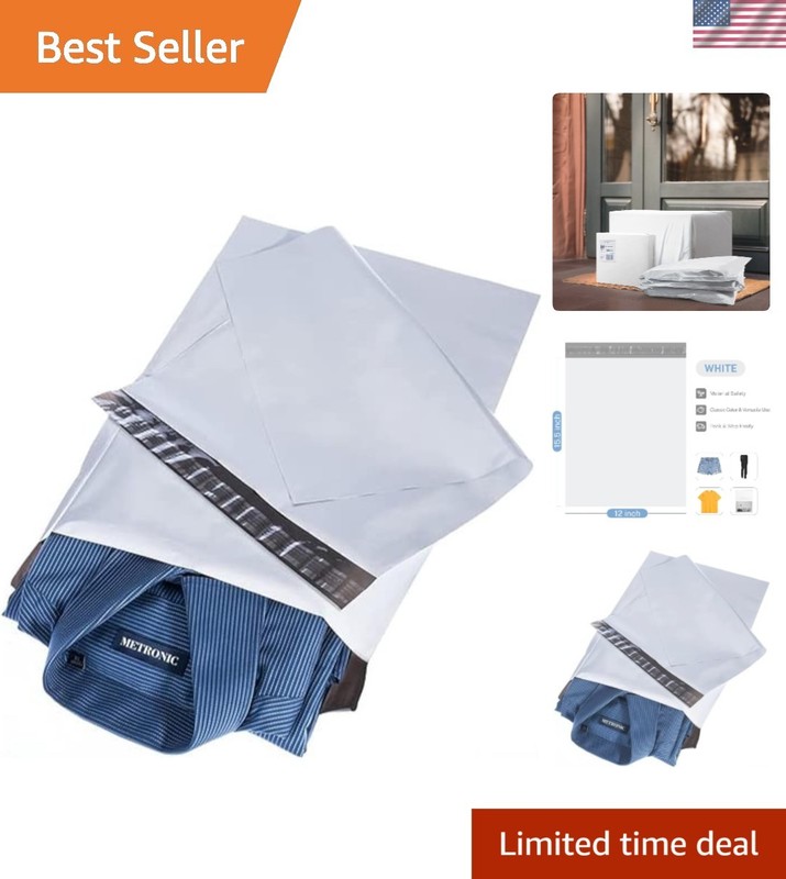 Poly Mailers 12×15.5 White 200 Pack