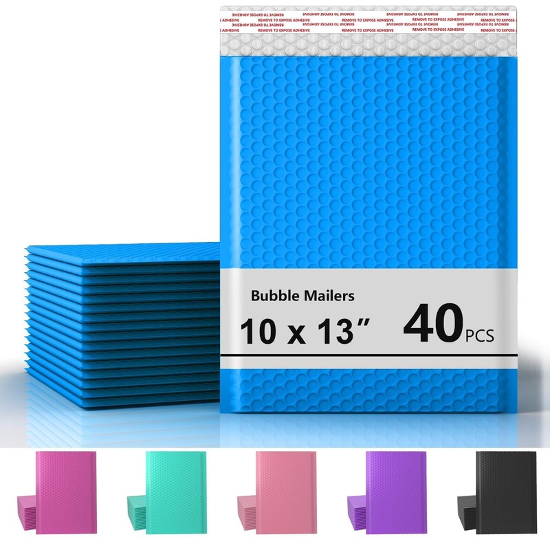 10×13″ Bubble Mailer 40-Pack Waterproof Padded Self-Seal Shipping Envelopes