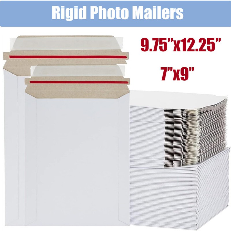 9.75″x12.25″&7”x9” White Rigid Photo Mailers Envelopes Flat Document Self-Seal