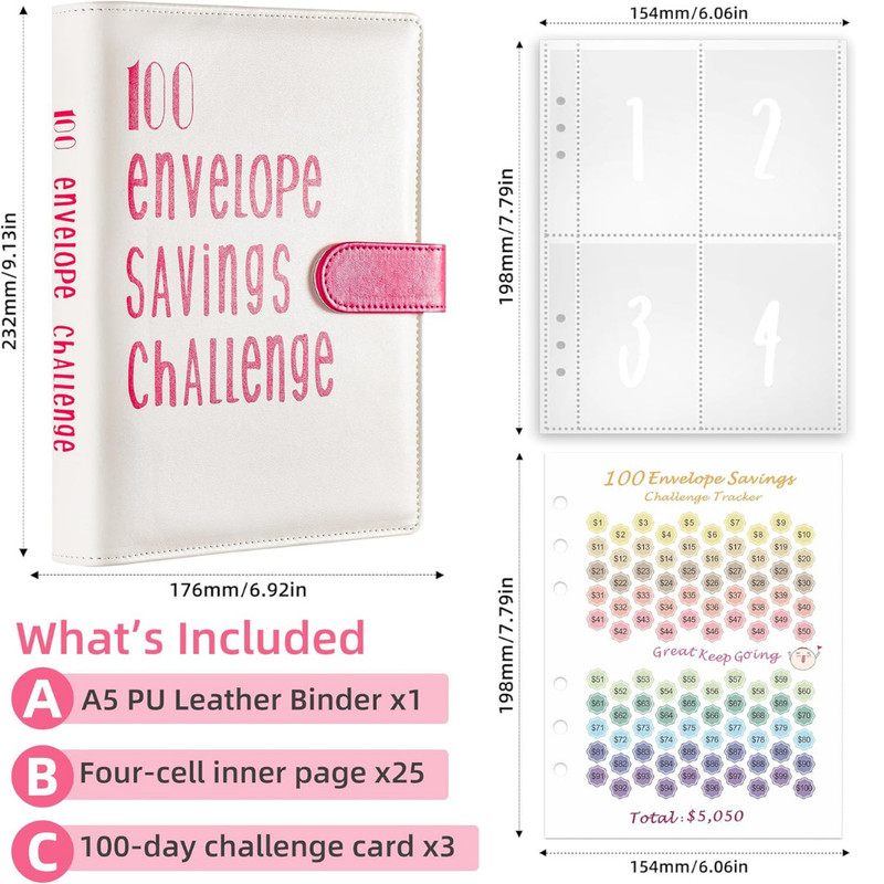 Pink $5,050 Savings Challenge Binder | Money Saving Envelopes + Budget Sheets gallery