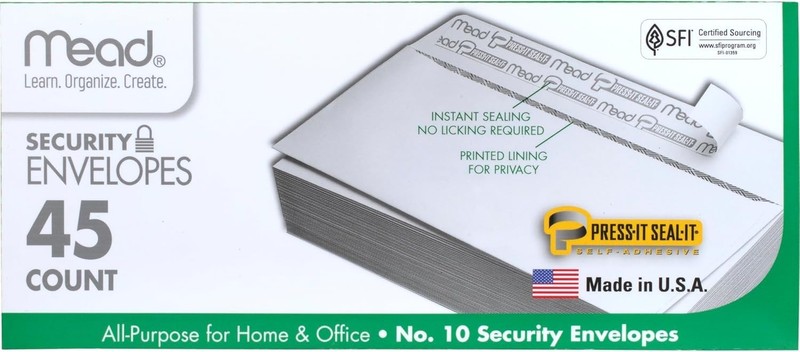 #10 Envelopes Self Seal Security Tinted Envelopes for Privacy & Business, Peel a