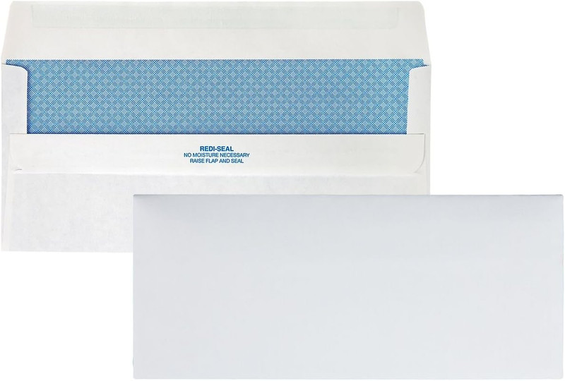 #1, Redi-Seal Security Tint Business Envelopes, Self-Seal, 24-Lb, White, 5/Box (
