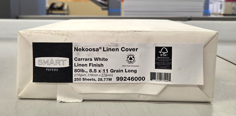 Paper_8.5″x11 – Nekoosa LINEN – Carrara White – 80# COVER – 250 Sheets