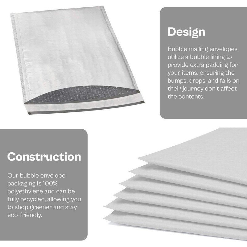 100 #5 Poly Airjacket Bubble Padded Envelopes Mailers 10.5x16 100 % Recyclable gallery