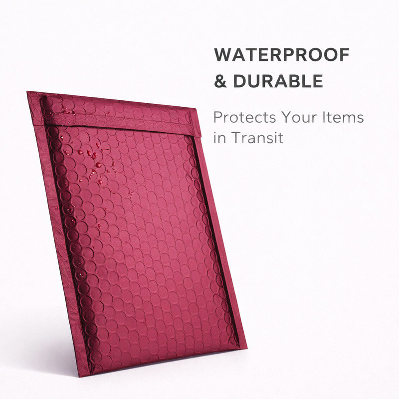 6.5x10 Matte Metallic Bordeaux Bubble Mailers Poly Padded Self Seal gallery