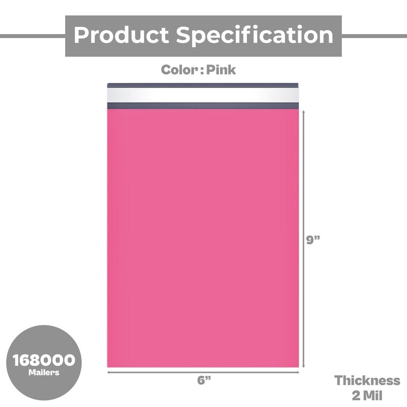6" x 9" Pink Poly Mailers Self Sealing Shipping Envelopes Mailing Bag 168000 Pcs gallery