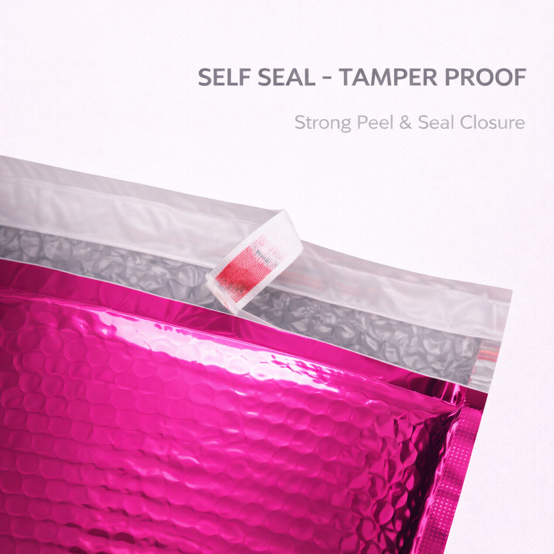Glamour Hot Pink Metallic Bubble Mailers 6.5x10 Peel & Seal Shipping Envelopes gallery