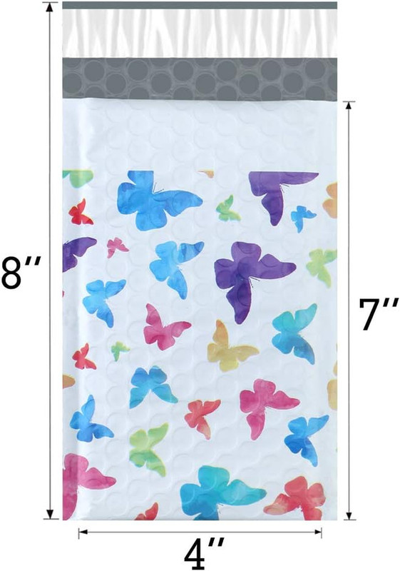Bubble Mailers 4X8 Inch Colorful Butterfly 50 Pack Poly Padded Envelopes Small B gallery