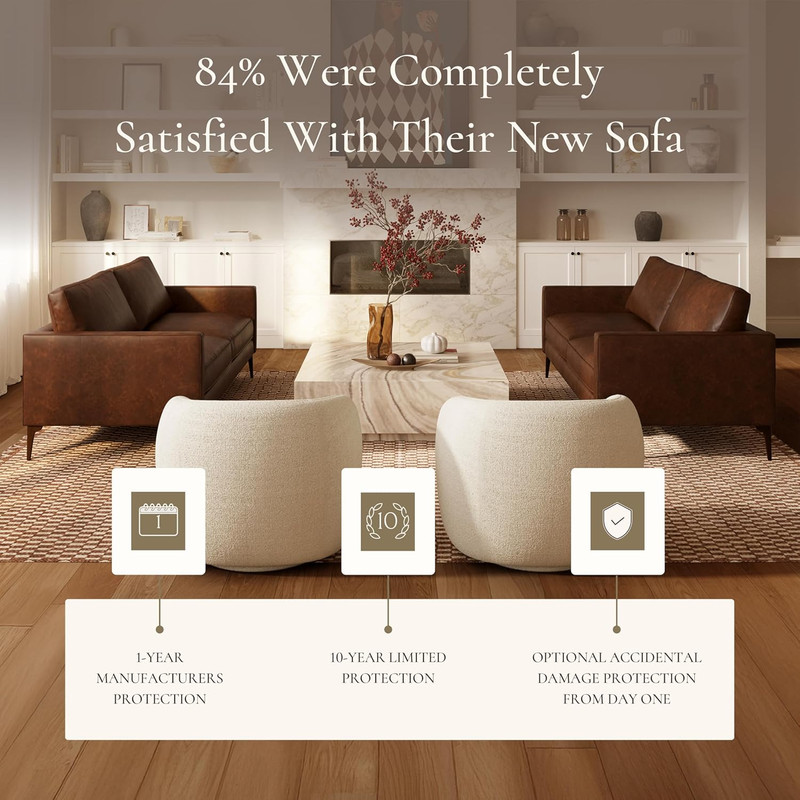 Mateo 82” Sofa – Chocolate Brown Full-Grain Pure-Aniline Italian Leather, Feathe gallery