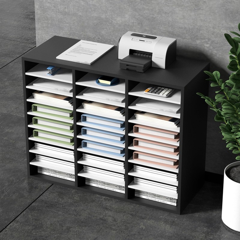 Vevor 27 Compartments Wood Literature Organizer Adjustable Shelves Medium gallery