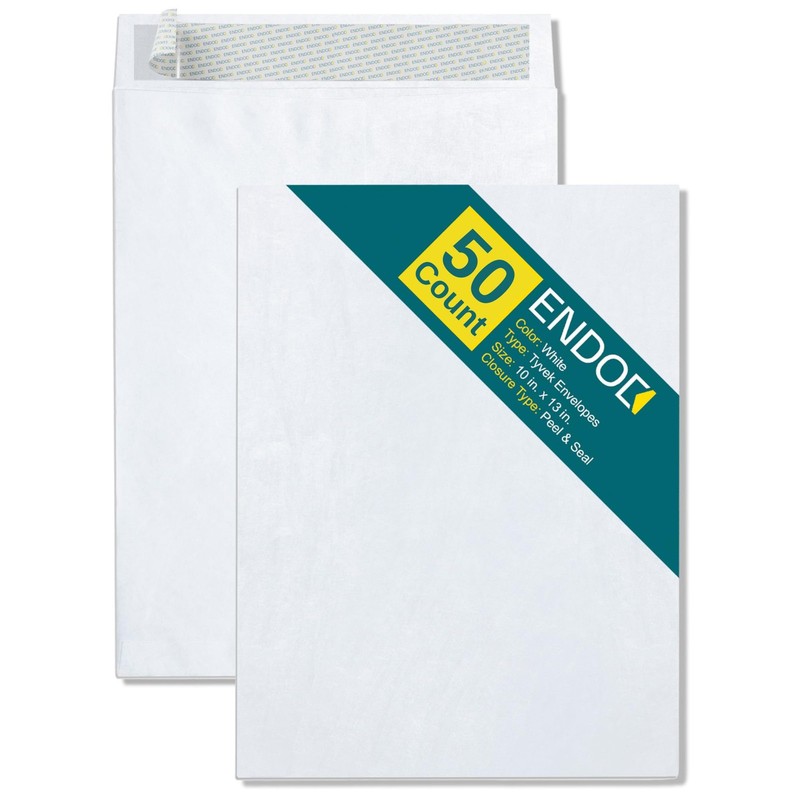 50 PCS Tyvek Envelopes 10×13 Tear Moisture Resistant Catalog Mailing White