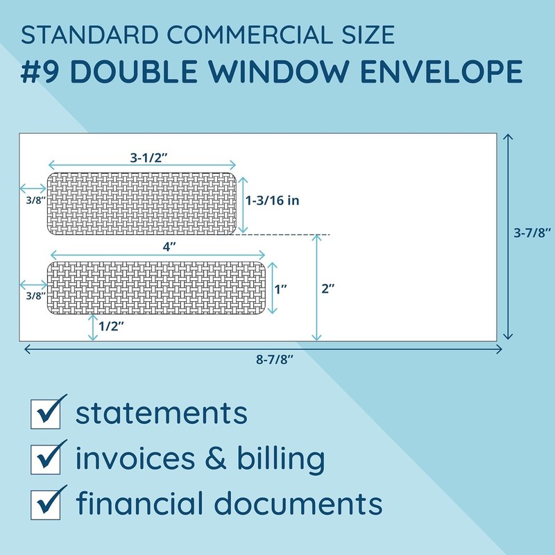500 No. 9 Flip and Seal Double Window Security Envelopes - Designed for gallery
