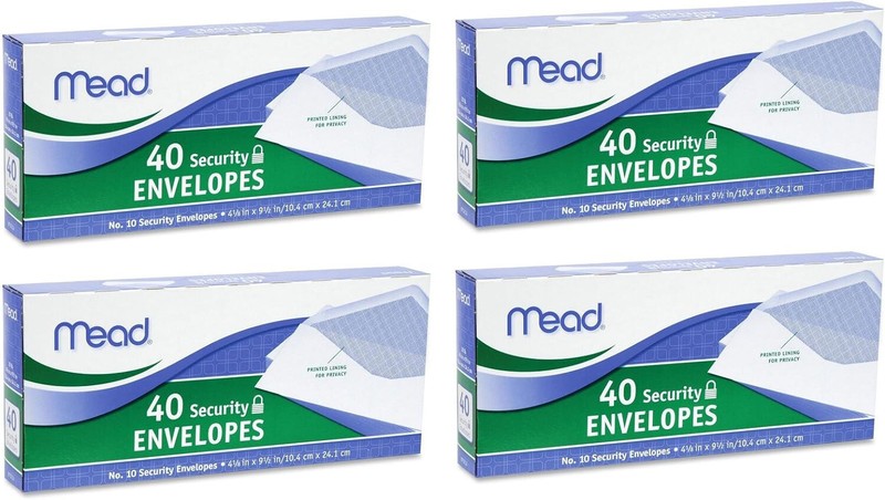 1 Mead 75214 #10 4 1/8 X 9 1/2 Gummed Closure 40 count white envelope gallery