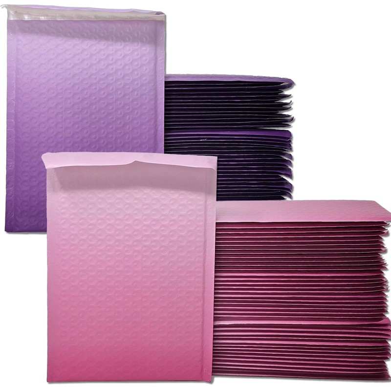 Pink and Purple Gradient Slide 6×10 inch Colored Poly Bubble Mailers Combo, Uniq