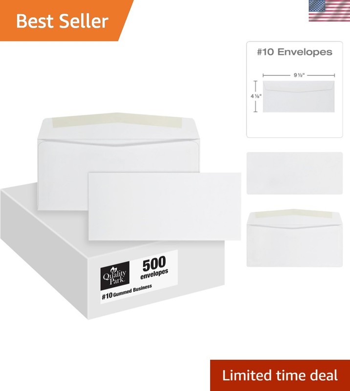 Professional White Mailing Envelopes, 500 Count, 4-1/8x9-1/2 Inches, Gummed Seal