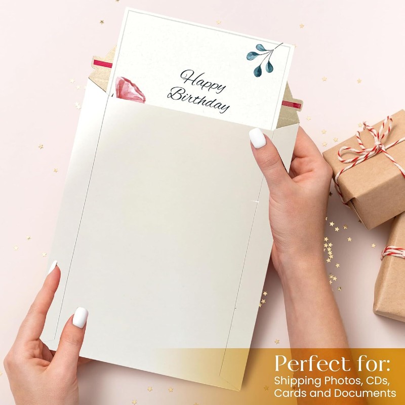 100-300Pack 4Size Rigid Photo Shipping Flats Cardboard Envelope Mailers 300GSM gallery