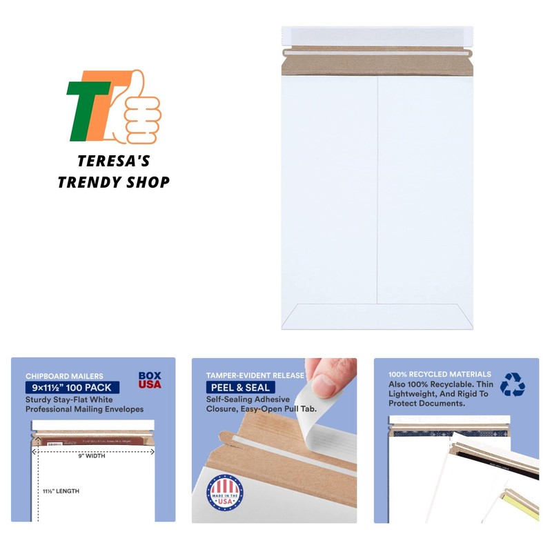 StayFlat Mailer, 9″L x 11.5″W, Pack of 100 | Stayflats Envelope Keeping Photo…