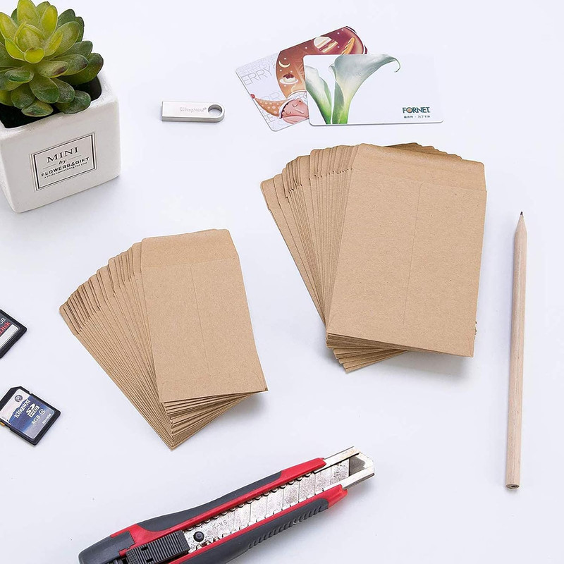 200 Packs Self-Adhesive Small Parts Envelopes Kraft Self Sealing Seed Coin Packe gallery