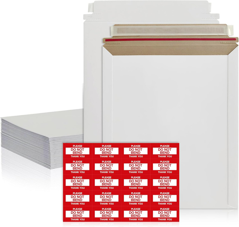 25 Pack 12.75X15 Inches Rigid Mailers – Self Adhesive White Cardboard Mailers –