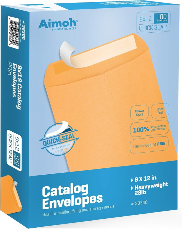 9 X 12 Self-Seal Brown Kraft Catalog Mailing Envelopes - 28Lb - 100 Count, 9X12 gallery