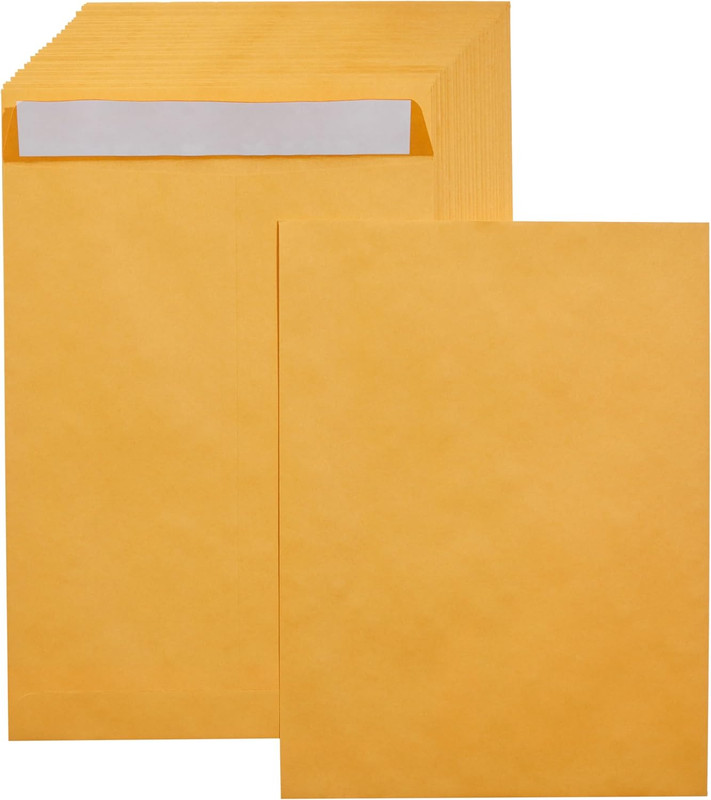 100 Pack 9×12 Catalog Mailing Envelopes Brown Kraft Peel & Seal Mailers