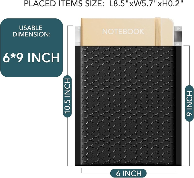 High-Quality 6x10 Bubble Mailers Black - 25 Pack for Secure Shipping Solutions gallery
