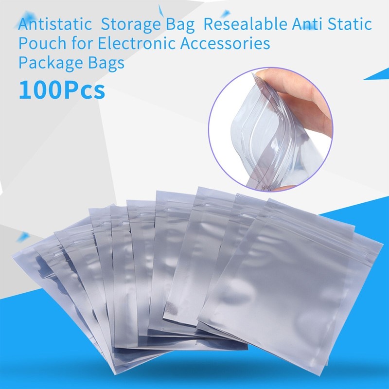 100Pcs/set 6x9cm Antistatic Resealable Pouch Storage Bag for Electronic Accessor